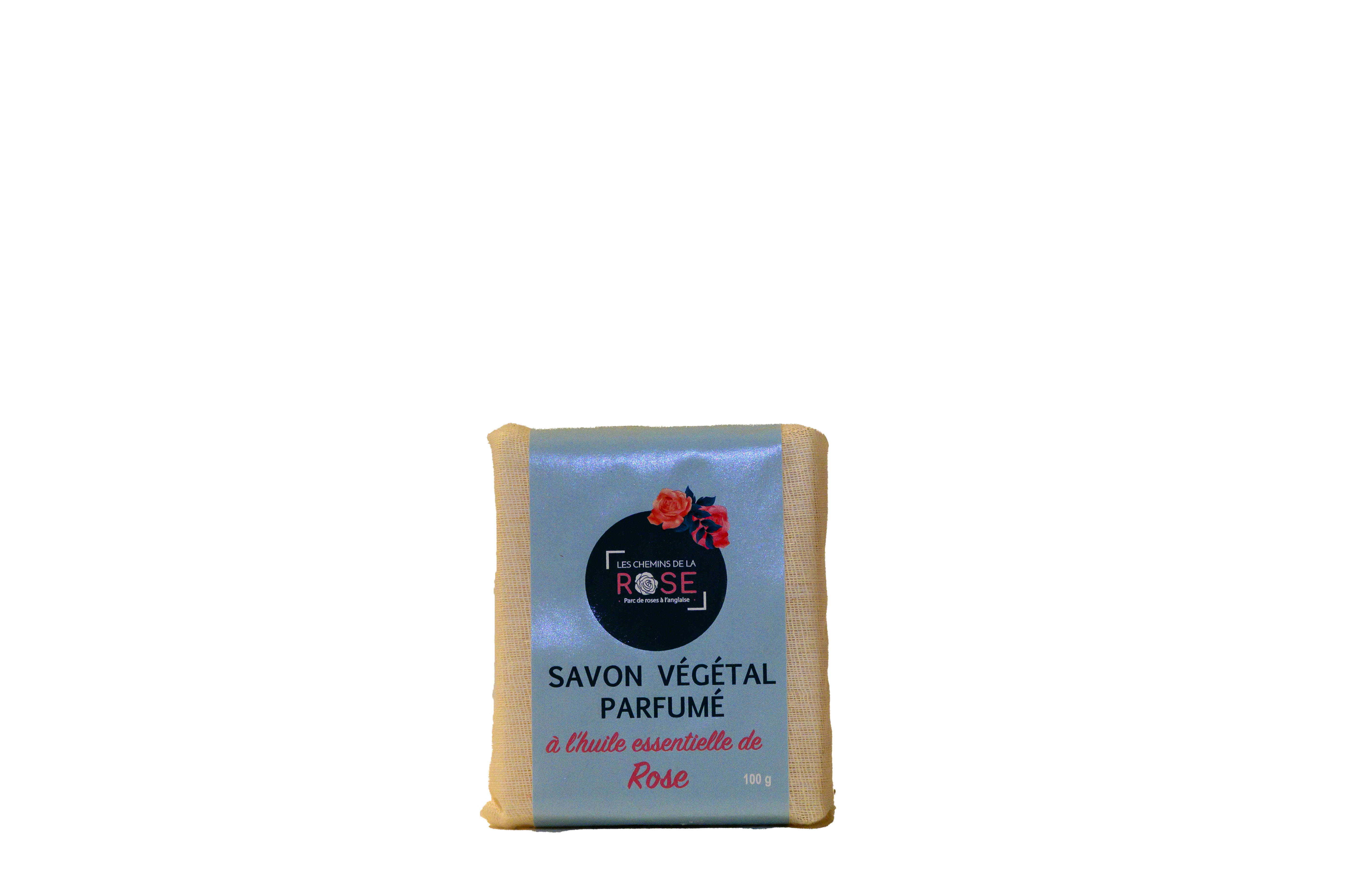SAVON VÉGÉTAL PARFUMÉ À L'HUILE ESSENTIELLE DE ROSE