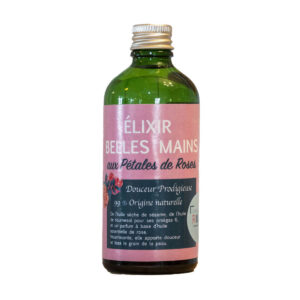 Elixir belles mains les chemins de la rose naturelle, flacon en verre et fabriqué en france