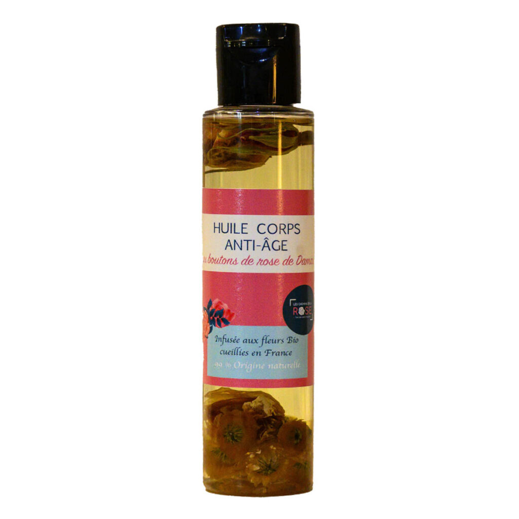 Huile corps anti age aux boutons de rose de damas hydratant