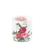 bougie amber de chez ambiente blanche avec des roses élégantes