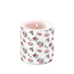 bougie charlotte white de chez ambiente blanche avec des roses élégantes