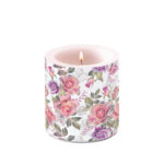 bougie josephine de chez ambiente blanche avec des roses élégantes