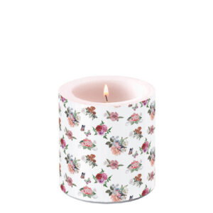 bougie charlotte white ambiente petit motif florale élégant et coloré sur fond blanc