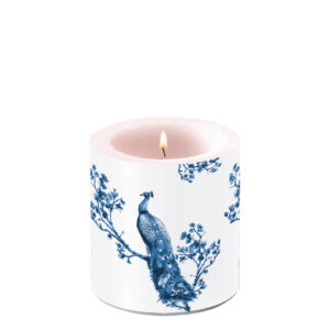bougie décorative royal peacock ambiente paon bleu majestueux royal sur fond blanc