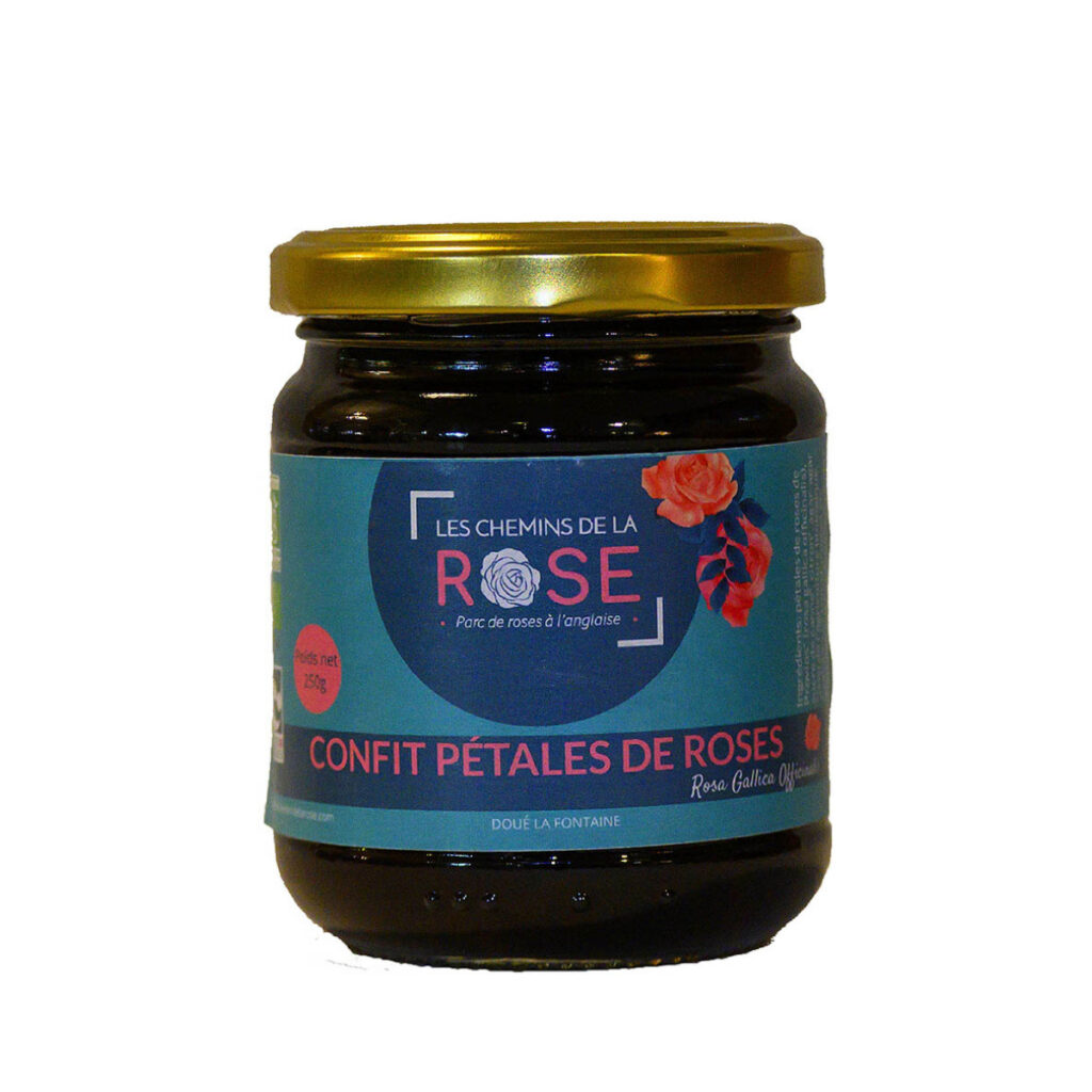 confit de pétales de rose bio et fabriqué en france aux chemins de la rose - 250 g