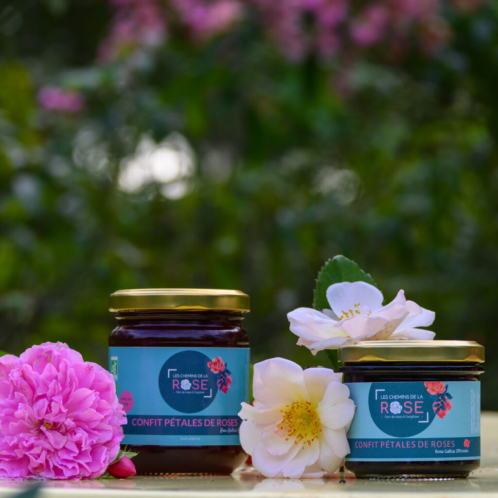 confits de pétales de rose bio et fabriqué en france aux chemins de la rose