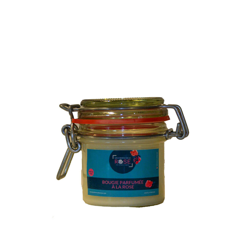 bougie artisanale parfumée à la rose format bocal
