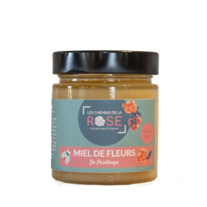 pot en verre miel de printemps des chemins de la rose fabriqué en france bio