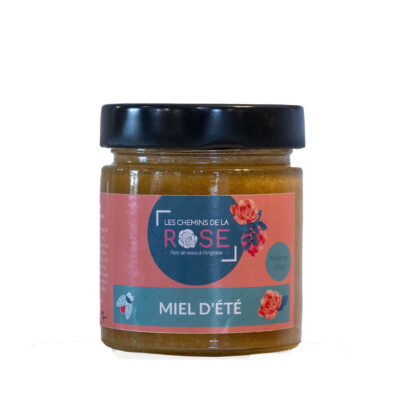 pot en verre miel d'été des chemins de la rose fabriqué en france bio