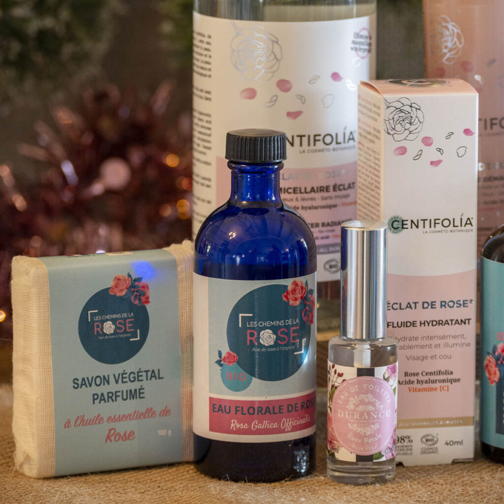 idée calendrier skincare premium - centifolia les chemins de la rose - produit beauté à la rose - eau de rose savon à l'huile essentielle de rose eau de toilette durance