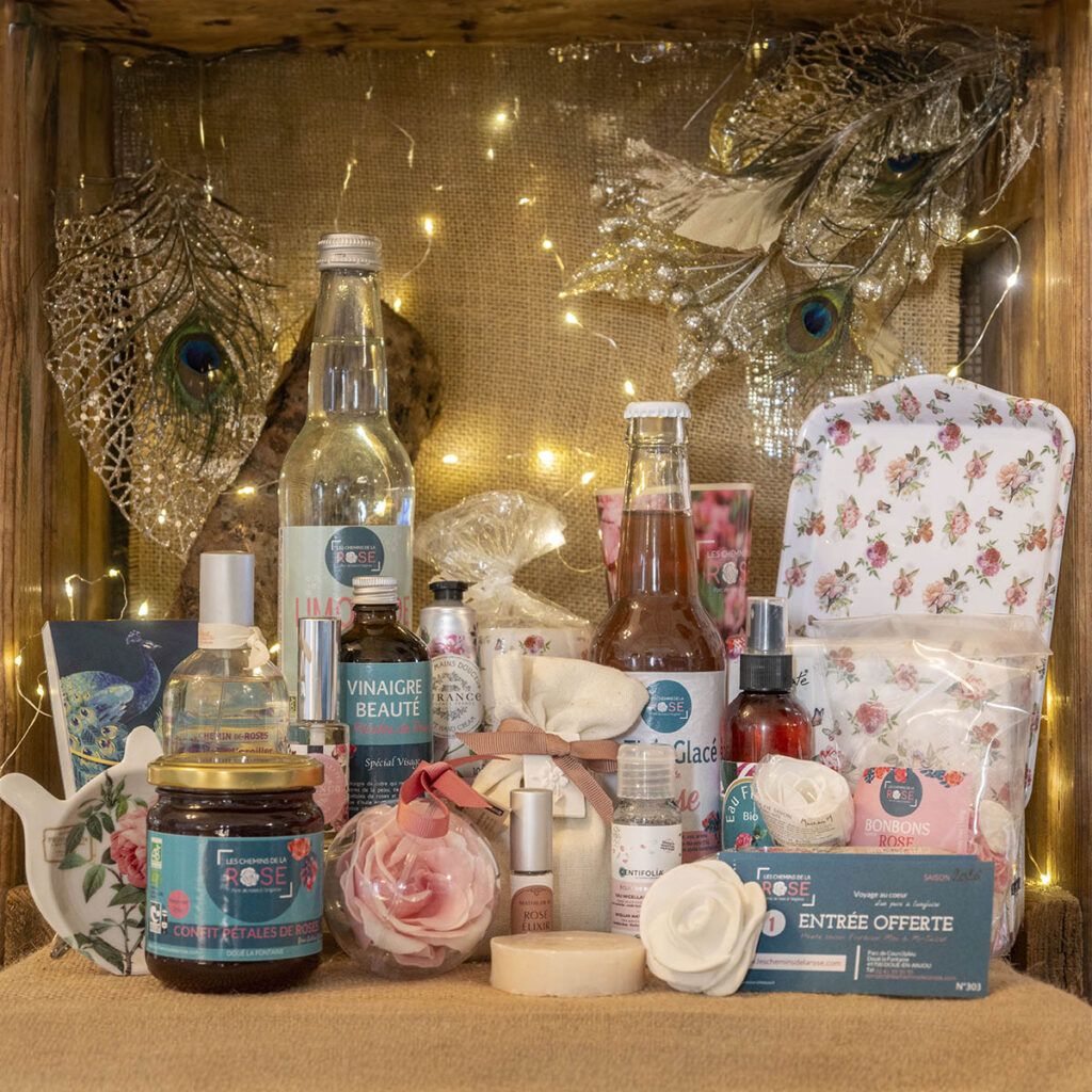 24 produits à la rose pour calendrier de l'avent original - thé glacé à la rose produits beauté à la rose décoration en forme de rose à motif de rose parfum à la rose