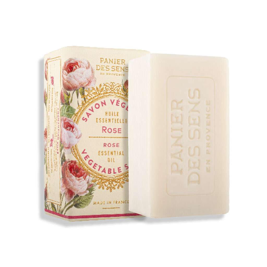 Savon solide végétal à la rose panier d'essence