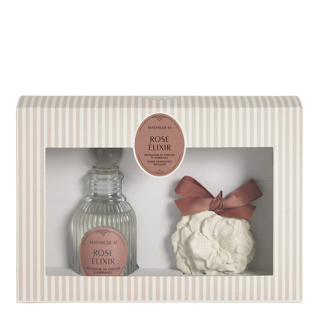 coffret intemporelle rose élixir diffuseur de parfum et décor parfumé